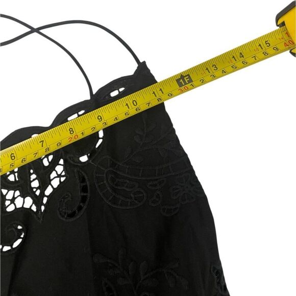 Zara Womens Dress XL Black Embroidered Eyelet Midi Backless A-Line 5107/246 NWT - Picture 8 of 10